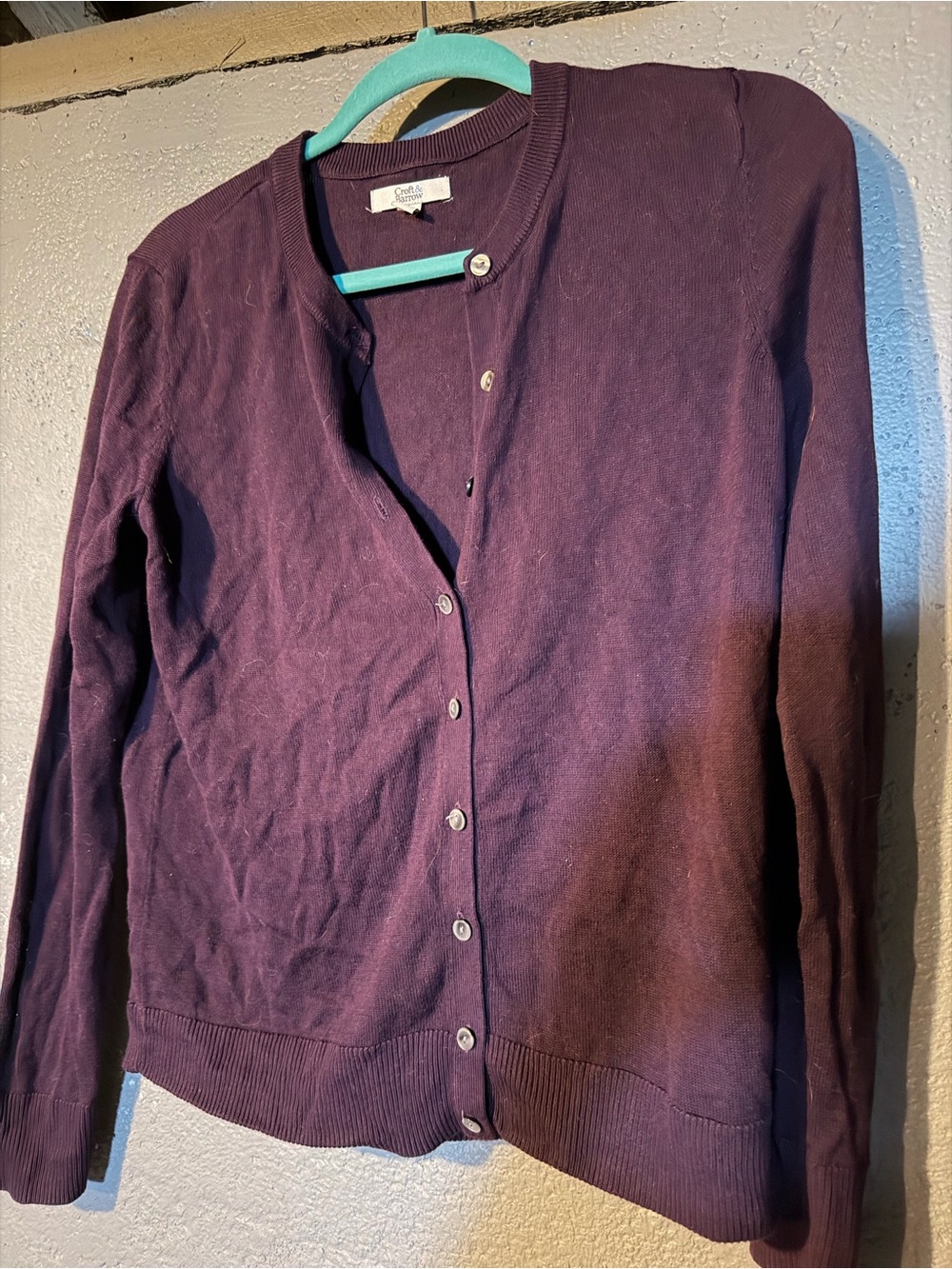 croft & barrow Plum Button-Up Crew Cardigan